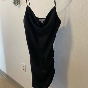 Topshop black satin mini dress - S